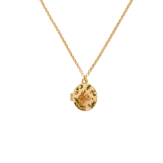 Fable Fox & Acorn Oval Locket Necklace