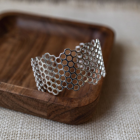 Glee Silver Plated Hive Cuff