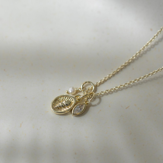 Glee Gold Plated Drift Shell Necklace