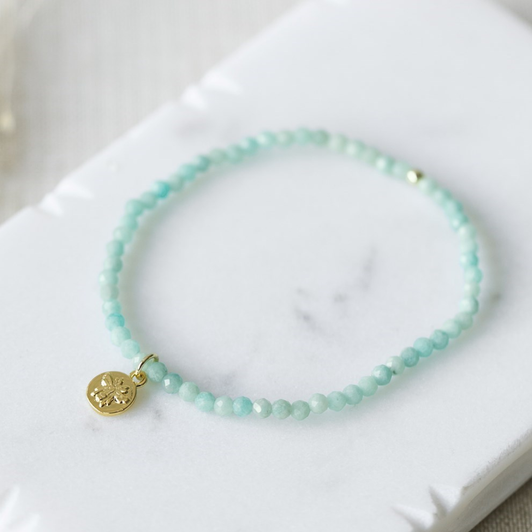 Glee Gold Plated Baby Bee Bracelet Amazonite