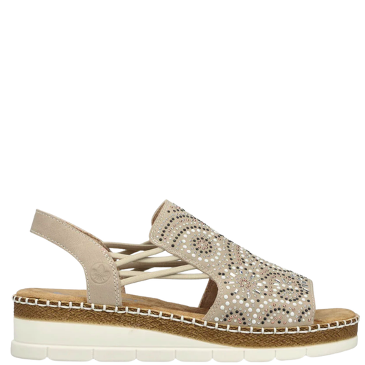 Rieker Regina Beaded Wedges Beige