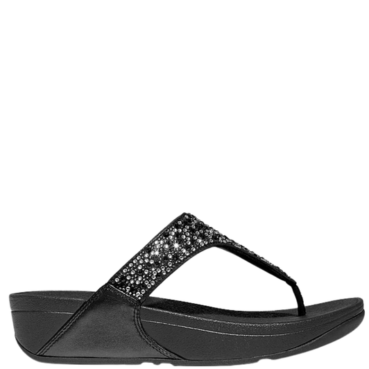 FitFlop Lulu Crystal-Mix Toe Post Sandals Black