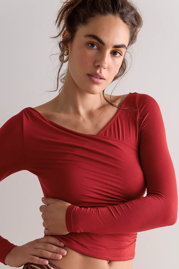 Free People That's A Wrap Long Sleeve Red Dahlia