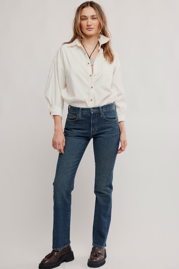 Free People Edie High Rise Tapered Jeans Blue Echo