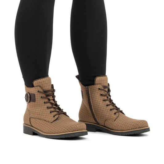 Rieker Patsy Boots Beige Houndstooth