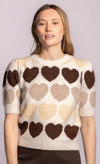 Pink Martini Moyo Heart Sweater Beige