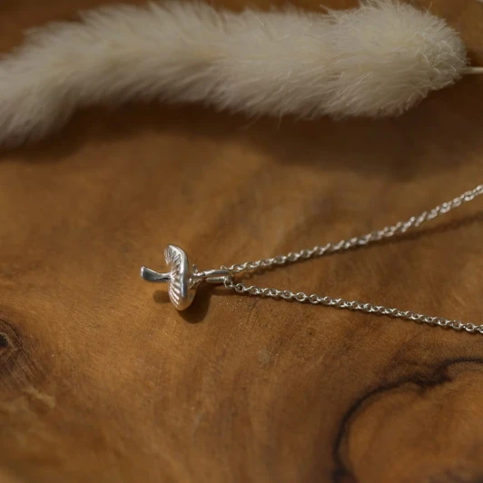Wild Abandon Silver Plated Forest Forage Mushroom Necklace