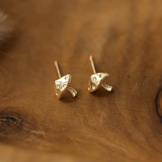 Wild Abandon Gold Plated Forage Mushroom Studs