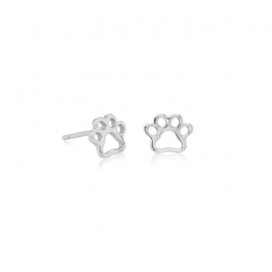 House of Jewellery Paw Print Studs Rhodium Plated