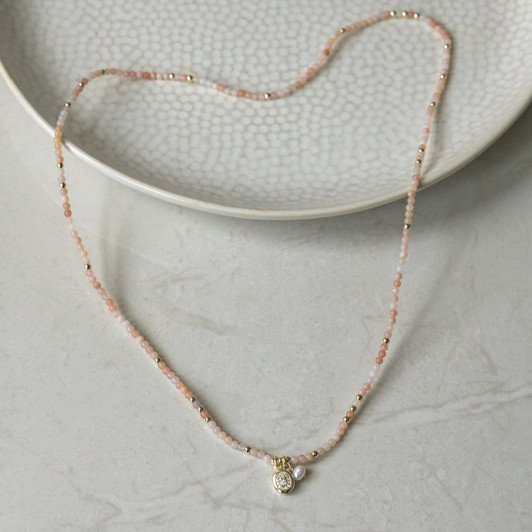 Glee Gold Plated Colette Loop Necklace/Bracelet Pink Opal