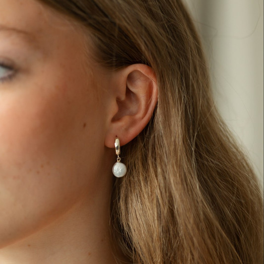 Glee Gold Plated Tilly Hoops Pearl
