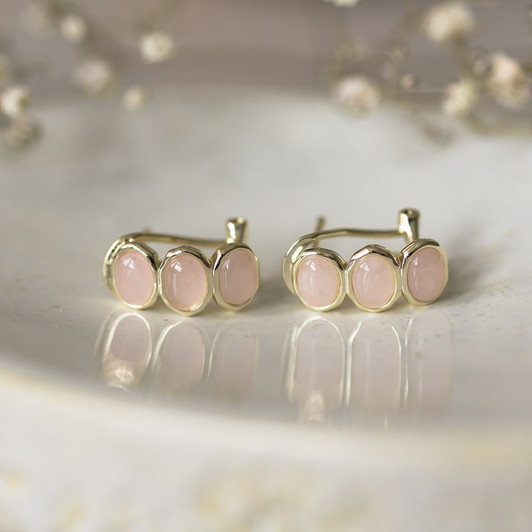 Glee Gold Plated Essence Hoops Rose Quartz