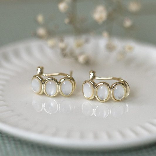 Glee Gold Plated Essence Hoops Mother of Pearl