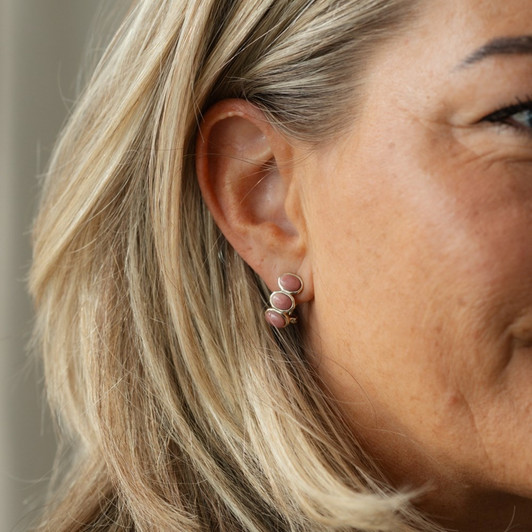 Glee Gold Plated Essence Hoops Pink Rhodonite
