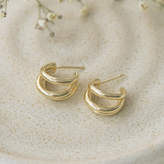 Glee Gold Plated Hat Trick Hoops