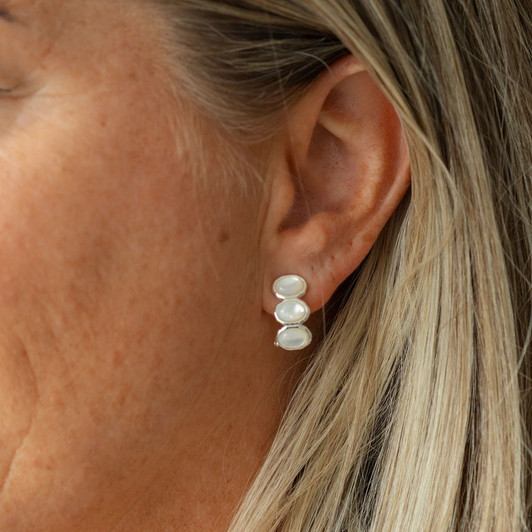 Glee Silver Plated Essence Hoops Mother of Pearl