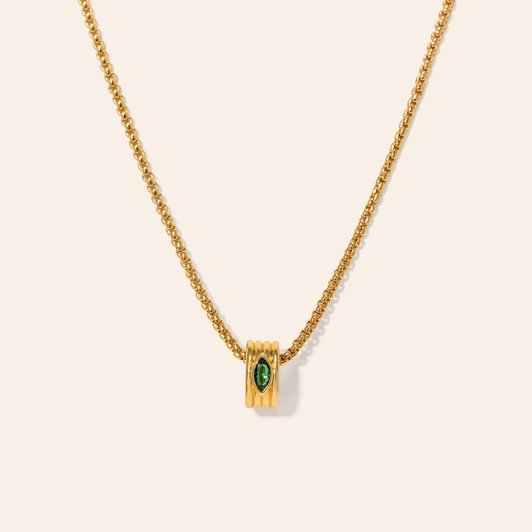Lover's Tempo Marquise Groove Necklace Emerald
