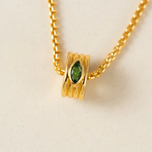 Lover's Tempo Marquise Groove Necklace Emerald