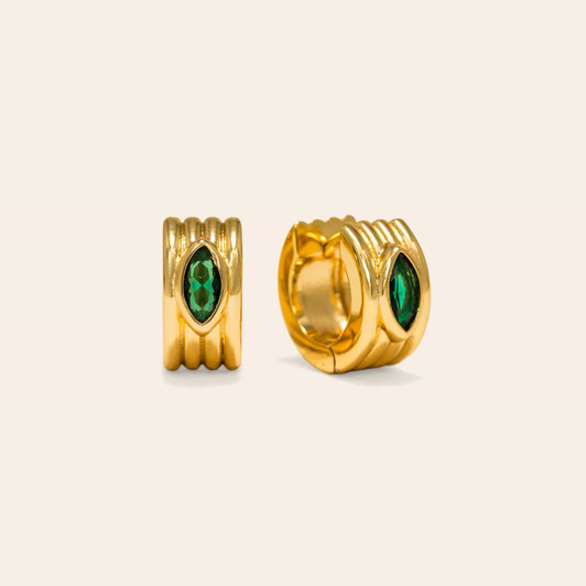Lover's Tempo Marquise Groove Hoops Emerald