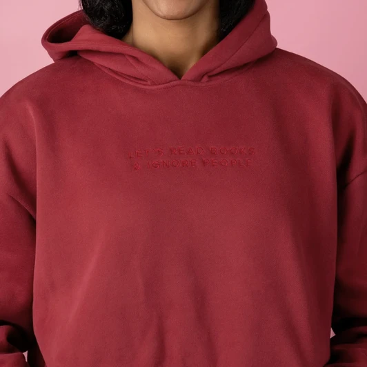 Classy Cards Hoodie Read Books Burgundy