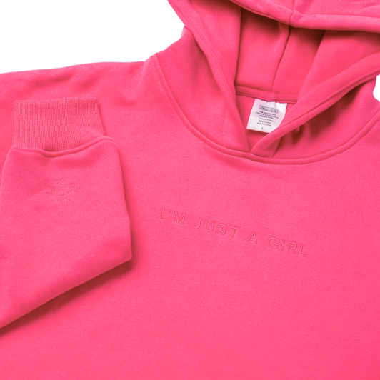 Classy Cards Hoodie Just A Girl Pink