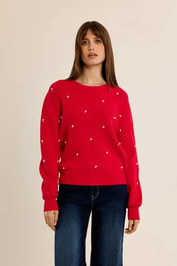 Molly Bracken Pearl Sweater Red