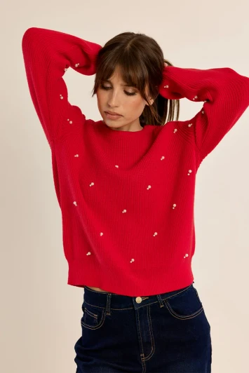 Molly Bracken Pearl Sweater Red