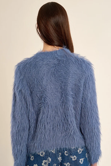 Molly Bracken Fuzzy Cardigan Blue Denim