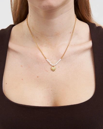 Fable Niva Mistletoe Heart Pearl Necklace