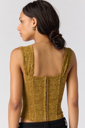 Free People Pretty Little Secrets Corset Top Olive Tapenade