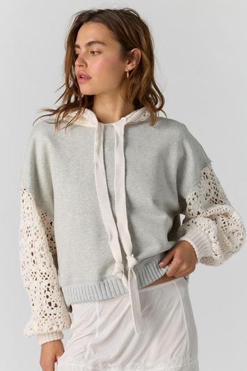 Free People Laced In Hoodie Swit Heather Grey Combo