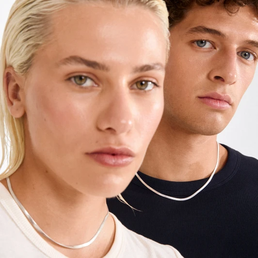 Pilgrim Joanna Flat Snake Chain Necklace Silver Plated