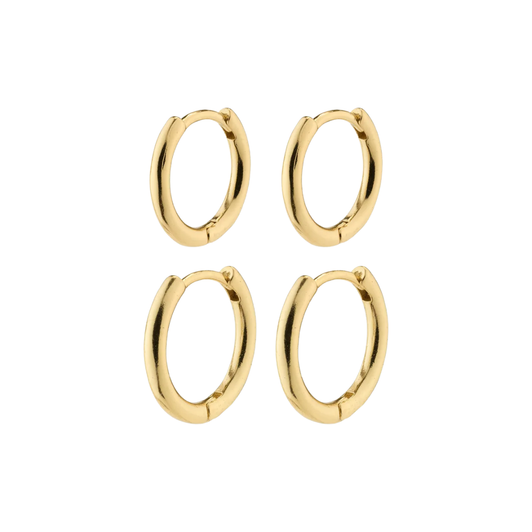 Pilgrim Leaf Small Hoop Set Gold Plated