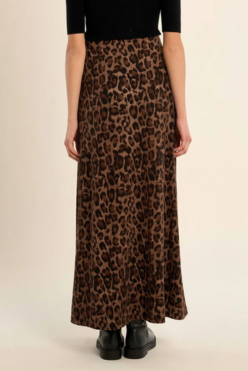 Molly Bracken Long Leopard Skirt Camel