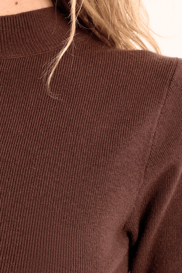 Molly Bracken Short Sleeve Turtle Neck Sweater Chocolate