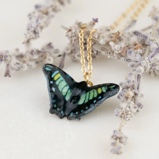 Peter + June Handpainted Flutter Butterfly Necklace