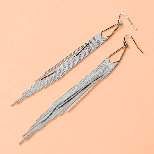 Peter + June Debbie H Earrings Rhodium Plated
