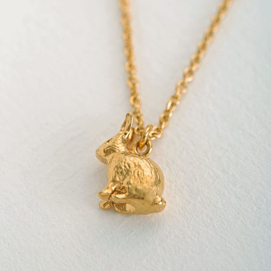 Alex Monroe Sitting Bunny Necklace Gold Plated