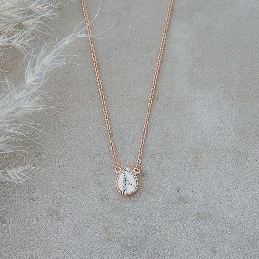 Glee Rose Gold Plated Apex Howlite Necklace Glee Rose Gold Plated Apex Howlite Necklace