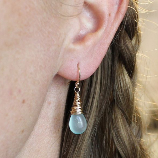 Dianne Rodger Gold Fill Chalcedony Petal Earrings