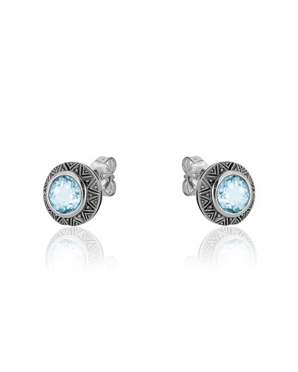 Larus Silver Sky Blue Topaz Facet Earrings