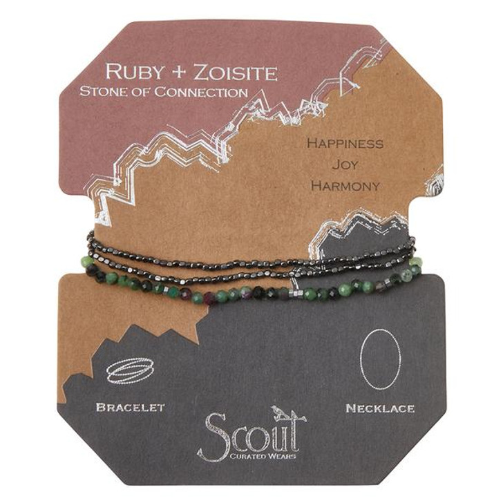 Scout Delicate Stone Bracelet/Necklace With Ruby/Zoisite/Hematite