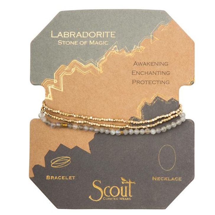 Scout Delicate Stone Bracelet/Necklace Labradorite & Gold