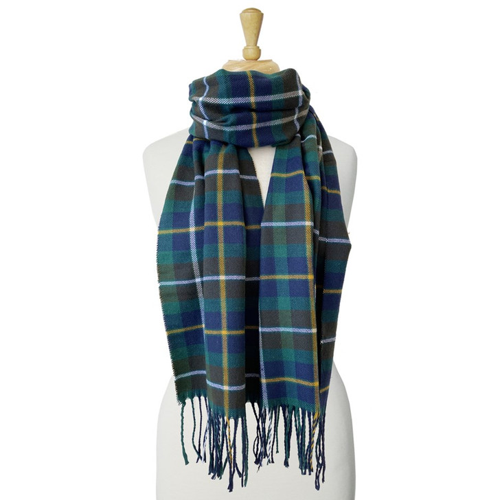 Caracol Navy & Green Soft Plaid Pattern Scarf