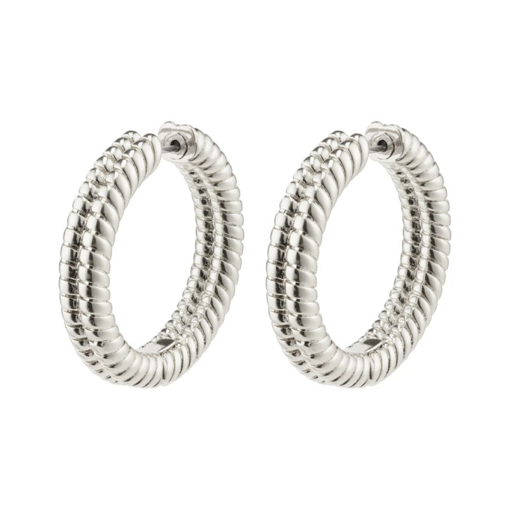 Pilgrim Silver Plated Belief Chunk Snake Chain Hoops