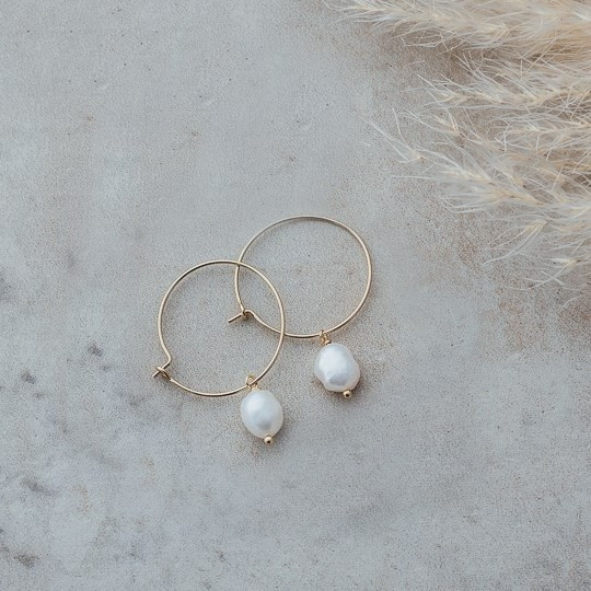 Glee Gold Plated White Pearl Bellamy Hoops
