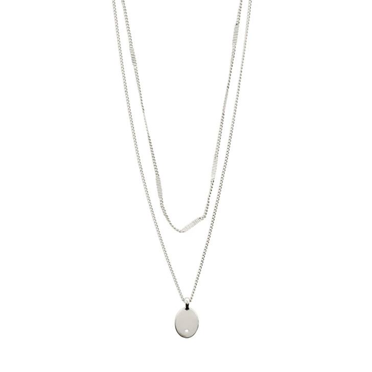 Pilgrim Silver Plated Julieta Layered Oval Coin Necklace