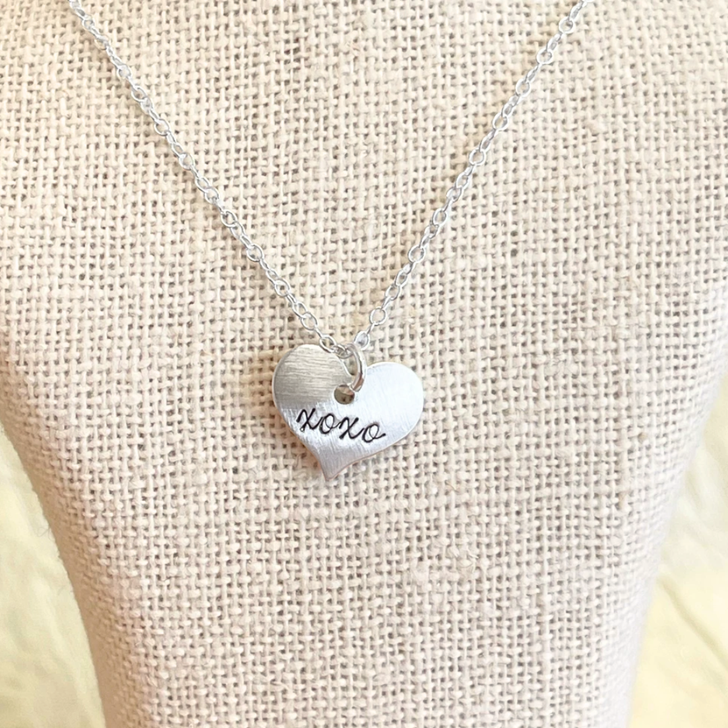 Andrea Waines Scripted Heart Necklace xoxo