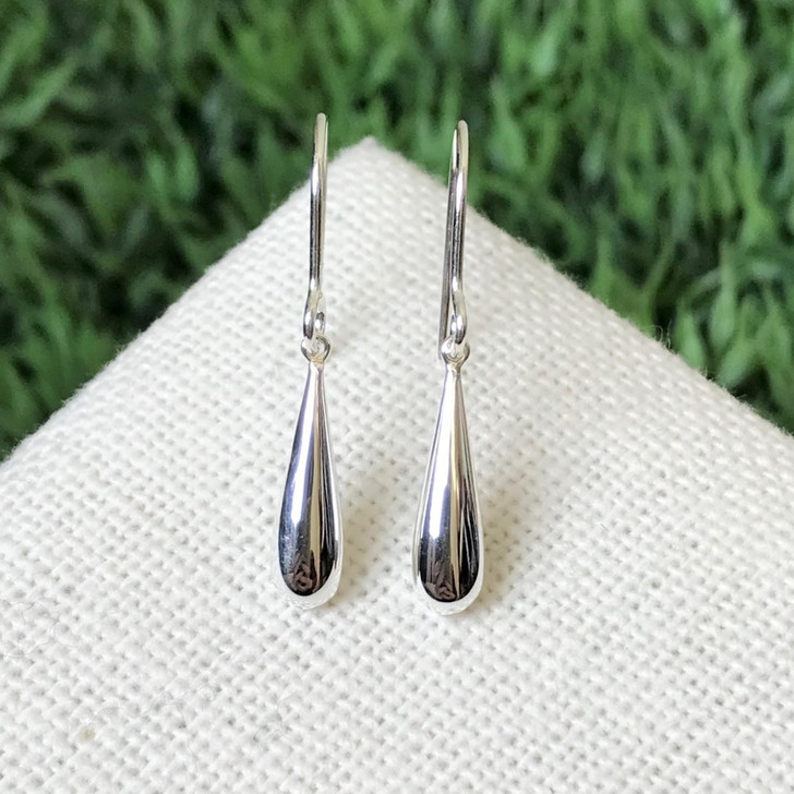 Tashi Silver Solid Drop Hook Earrings