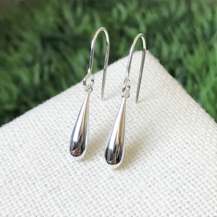 Tashi Silver Solid Drop Hook Earrings